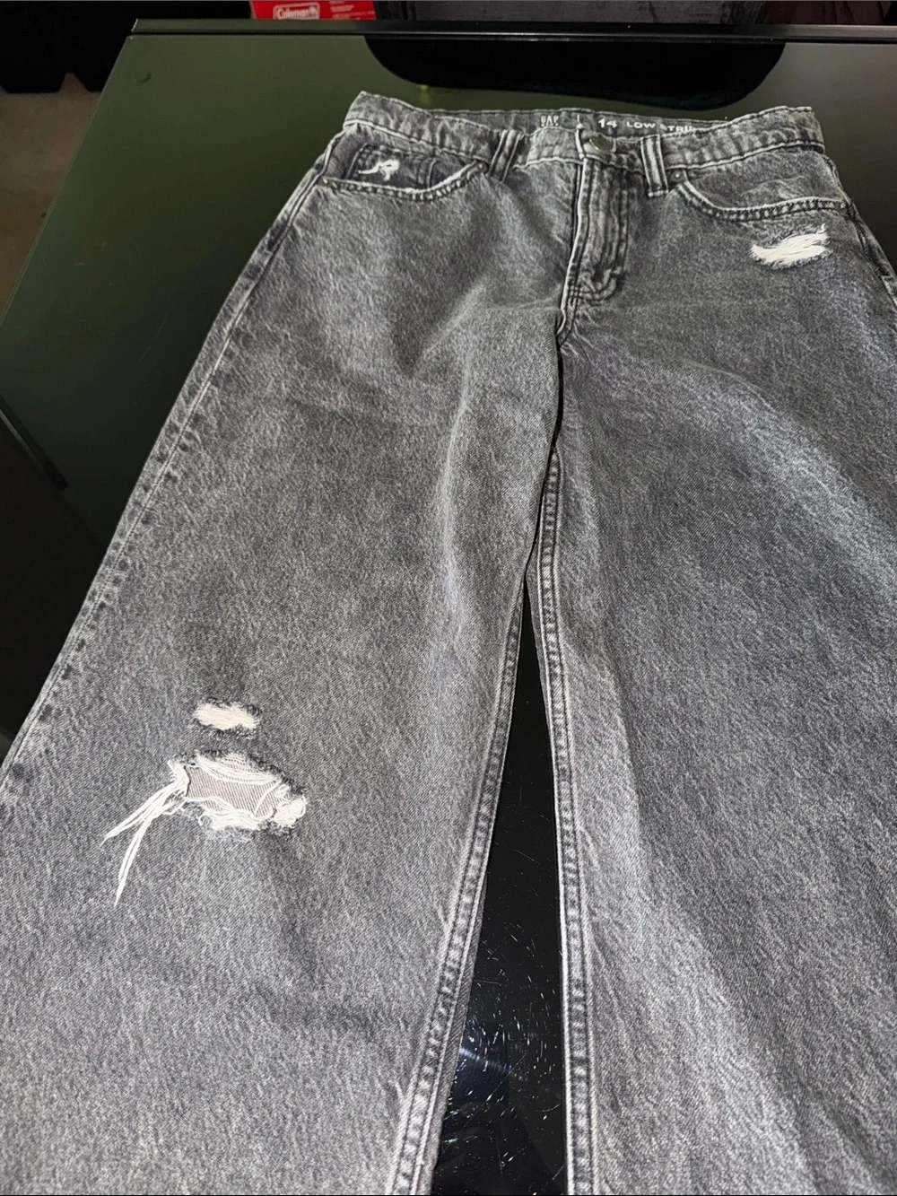 GAP Distressed Wide-Leg Jeans - Gray